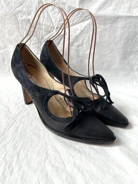Diana Broussard high heels mary jane black suede leather pointed toe 9.5 pump
